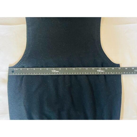 Context Lord & Taylor Black Cashmere Turtleneck Sleeveless Sweater Large - Picture 6 of 7